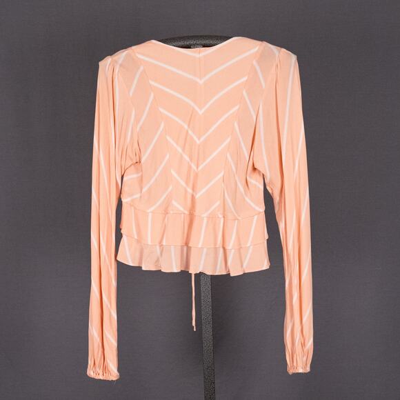 Free People Women's Ruffled Samifran Top Peach SZ SMALL Boho Romantic Feminine - Picture 4 of 5